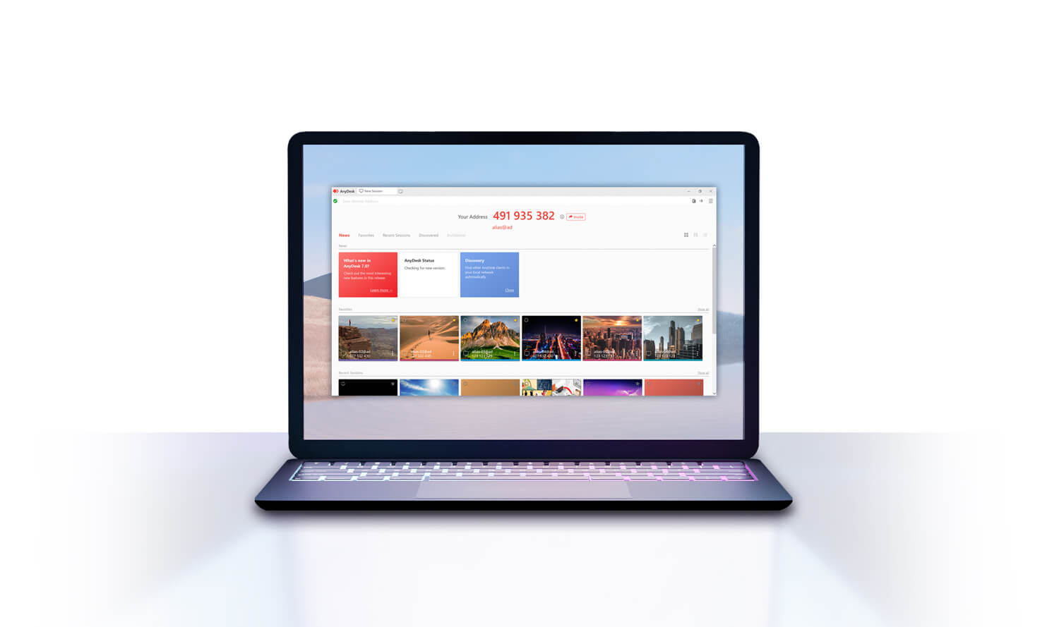 Ordinateur portable avec le logiciel AnyDesk